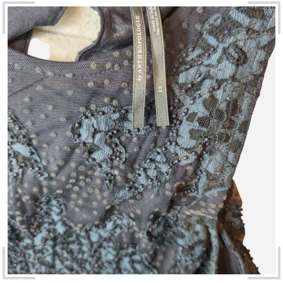 Pre-owned Anthropologie Navy and Teal Lace Tank Top - Picture 4 of 6